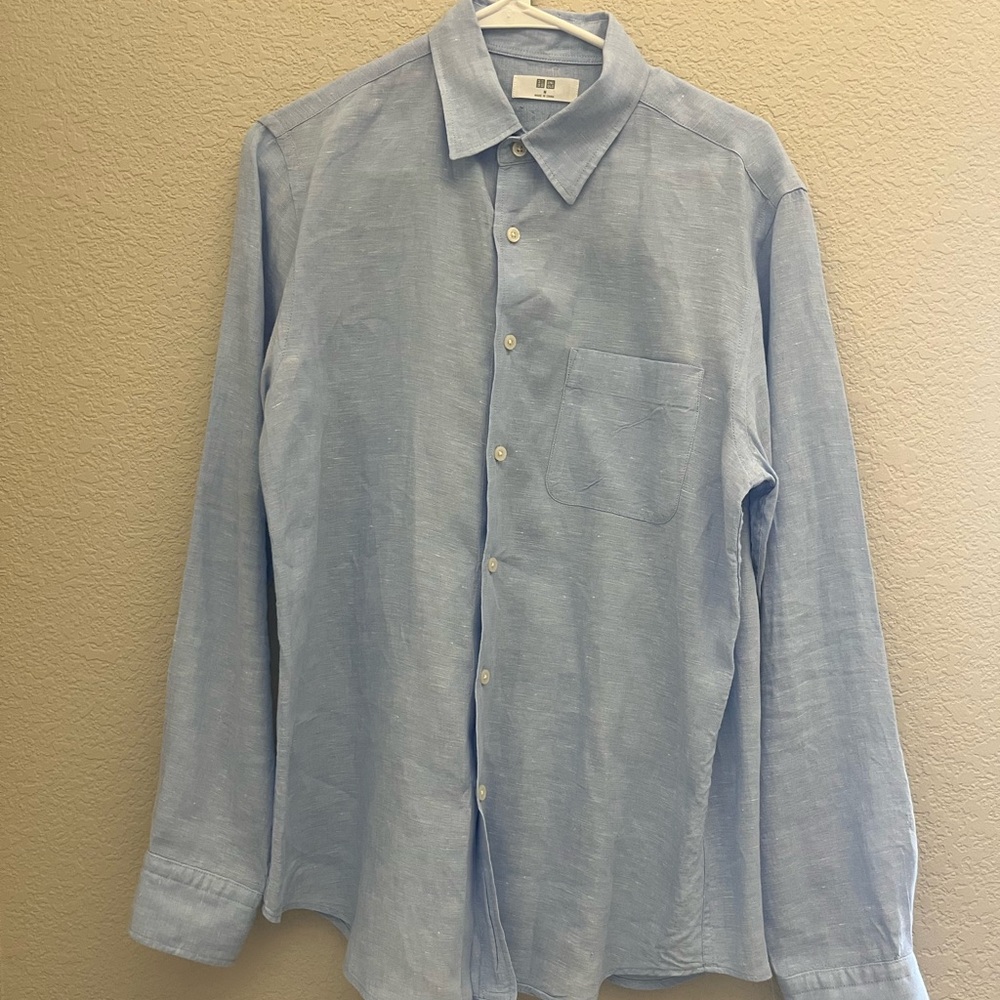 Uniqlo Light Blue Men's Button-Down Shirt